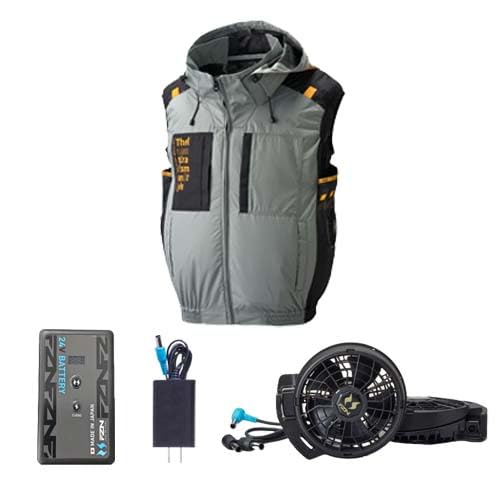 [�A�^�b�N�x�[�X] �󒲃E�F�A �`�^���t�[�h�x�X�g��24V�o�b�e���[�ƂȂȂ߃t�@���Z�b�g 7700+RD9691NJ+RD9610PH S�`5L �T���G�X �󒲕��_��(�O���[ M)