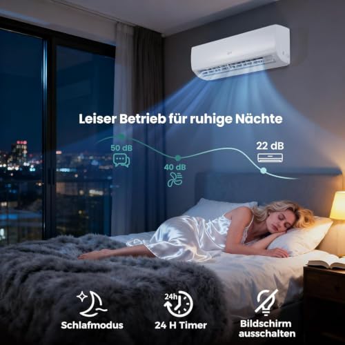 RELAX4LIFE Split Klimaanlage 9000 BTU, Klimageräte mit Heizfunktion, Klima Splitgerät Kältemittel R32, Inverter-Technologie, Air Conditioner Inkl. Montagematerial, sehr leise-7