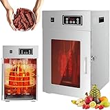 Trockenreifeschrank für Fleisch,360° drehbarer Wursttrockner aus Edelstahl, mit einstellbarer Temperatur von 30-90 °C und digitaler Zeitsteuerung von 0 bis 24 Stunden,15 kg Trockenfleischtrockner