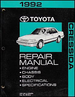 1992 Toyota Cressida Repair Shop Manual Original