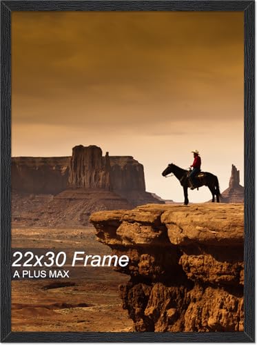 A PLUS MAX 22x30 Picture Frame, Black Engineered Wood Frame for 22 x 30 Inch Picture Poster Photo, Light Weight 22 by 30 Frame with Wood-grain for Wall - 1 Pack/Black/22 x30
