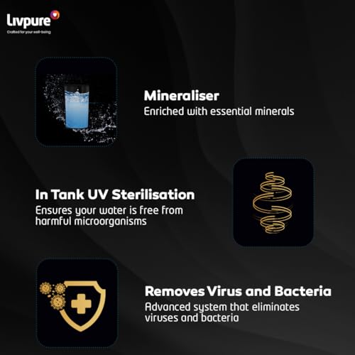 Image of Livpure Allura Premia Water Purifier| Zero Cost for 2.5 Yrs - Filters Included | 10 Stage Advanced Purification | RO+UV+UF+Copper+Alk+Mineraliser| In Tank UV Sterilisation| 7 Ltr|