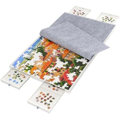 BZseed 1500 Pieces Detachable Puzzle Board with Drawers and Cover, Removable Design Puzzle Tables with Drawers Cover