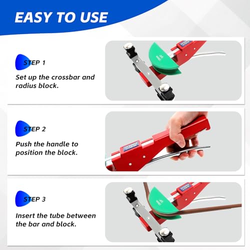 Image of Tube Bender Kit, for 1 /4 inch-7 /8 inch O.D. 90 Forward /Reverse Bending Ratcheting Tubing Bender Set, with 7 Heads,Deburring Tool,Inner Outer Reamer,for HVAC,Air Conditioning and Plumbing Repair