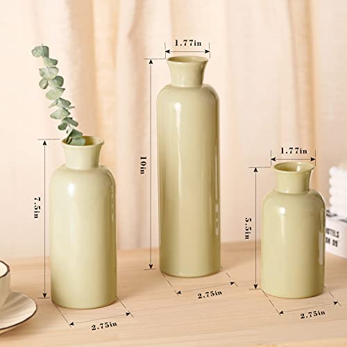 Letine 3Pcs Dark Beige Glass Vase Set - Modern Farmhouse Decorative Vases For Home Decor, Versatile Coffee Table & Mantel Decorations, Perfect Accent For Neutral & Modern Living Room. #TOP1