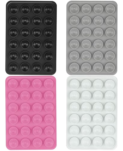 Image of CERLINK Suction Phone Case Grip for Mobile Phone, Silicone Adhesive Sticker 24 Cup Strong Gripper Compatible with Mirror,Marble,Glass (Black,Pink,Grey,White)