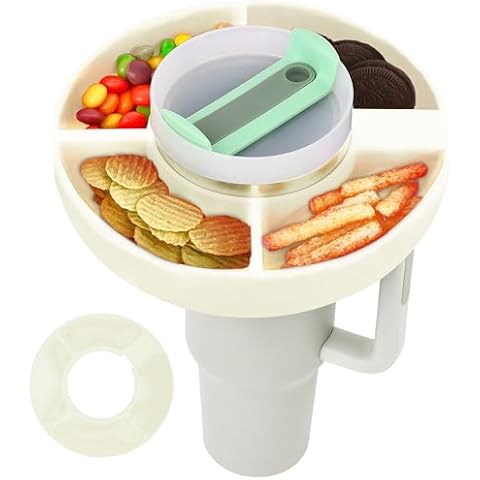 YUBIRD Snack Bowl for Stanley Cup, Snack Tray for Stanley Cup 40 Oz, Silicone Snack Bowl Compatible with Stanley 40 Oz, Snack Holder for Stanley Cup (Cream White) Cover