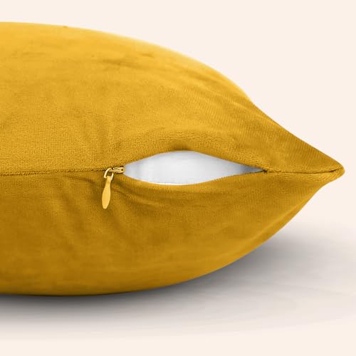 Imperial Rooms Cushion Covers 45 x 45 cm Pack of 2 Square Throw Velvet Pillow Cases Bedroom Decor Cushion for Sofa Living Room Car (Ochre - Image 2
