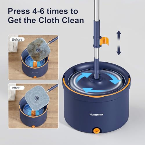 CIOXSOIO Wischmopp Set mit Eimer, 2-in-1 Bodenwischer & Fensterwischer 132cm - 2 Kammer System zur Trennung von Schmutz und Frischwasser mit 4 Mikrofaser Wischpads, für Fenster Bodenreinigung – Bild 6