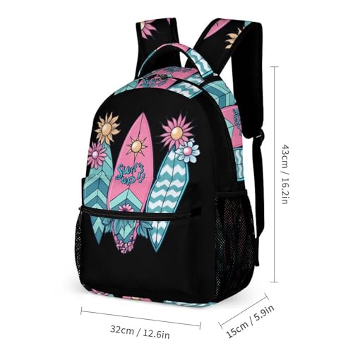 Beach Surfing 3 PCS Backpack Set Casual Daypack with Insulated Lunch Bag & Pencil Case2