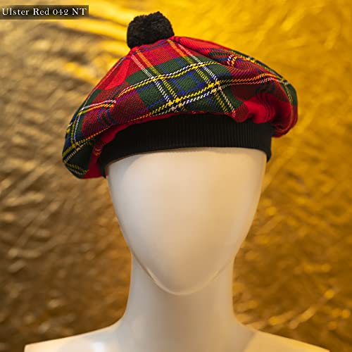 Image of Scottish Tam O' Shanter Hat Tartan Bonnet Pom Pom Wool Flat Cap One Size