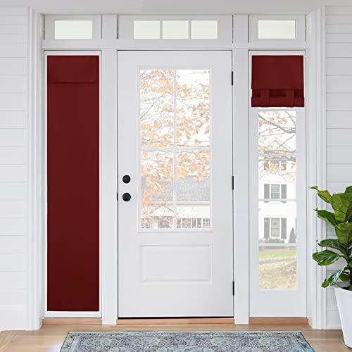 RYB HOME Sidelight Front Door Curtains, Privacy Window Curtains Thermal Insulate Covering for Patio/Glass/Front Door, 12 inch x 69 inches, Red, 1 Panel