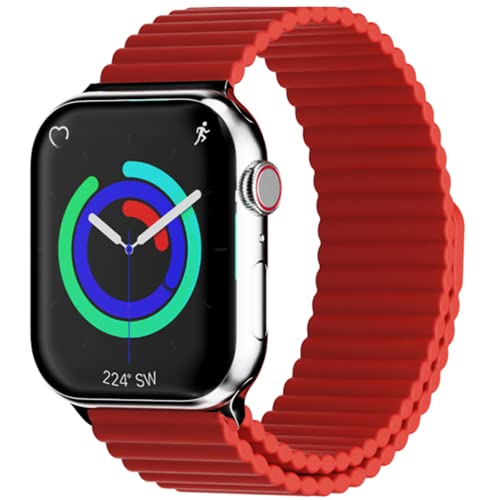 Image of HeiKe Magnetic Silicone Band for Apple Watch Band 49mm 46mm 45mm 44mm 42mm 41mm 40mm 38mm for Men Women,Sport Loop iWatch Wristband Strap for Apple Watch Ultra 3 2 1 SE Series 11 10 9 8 7 6 5 4 3 2 1