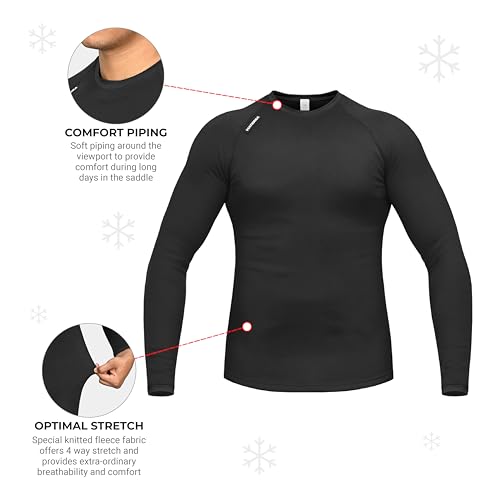 Image of ViaTerra Fleece Winter Base Layer TOP | Available in 3 Sizes | Breathable, Easy Stretch, Black