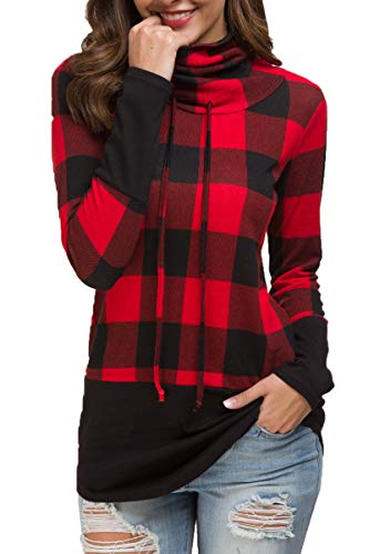 Womens Long Sleeve Casual Loose Pullover Tunic Sweatshirt Blouse Tops Xmas Red L