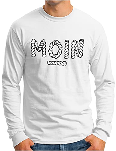 T-shirt manches longues homme OM3 Moin mit Tau en coton blanc du S au 4XL