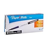 Paper Mate Flair Felt Tip Pen, Medium Point, White Barrel, Black Ink, 12 Count