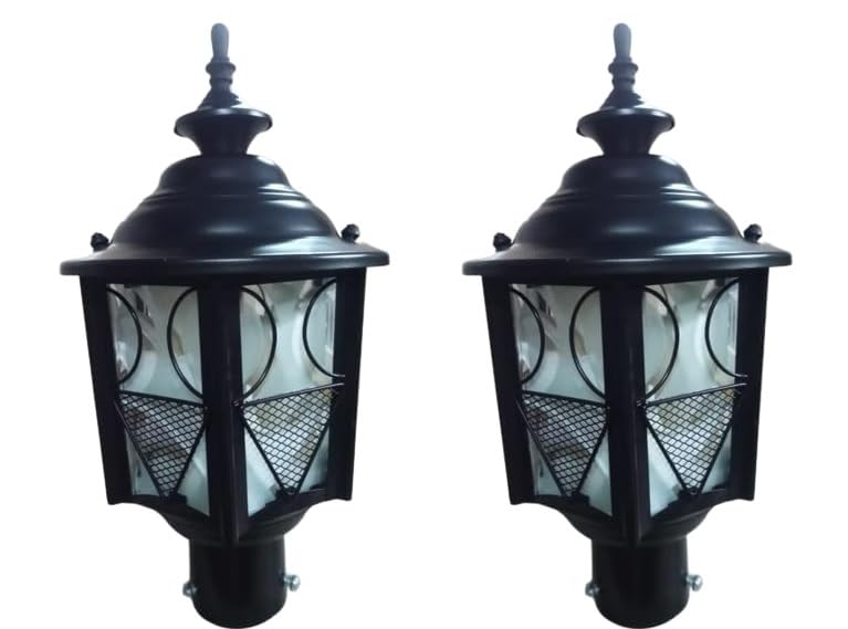 Areezo Premium Outdoor Gate Light | Waterproof LED Pillar Lamp for Main Gate, Garden & Balcony (Bulb Not Included) (Design 3 - Pack of 2)-image-14