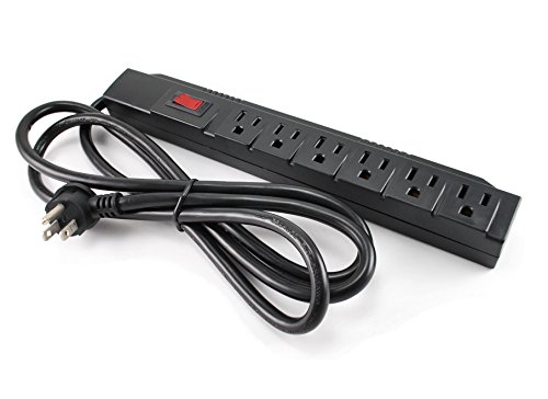 Cablesonline 6 Outlet Surge Strip, Horizontal, 250 Joules, (6 Ft.) Cable, With Right Angle Plug #TOP2