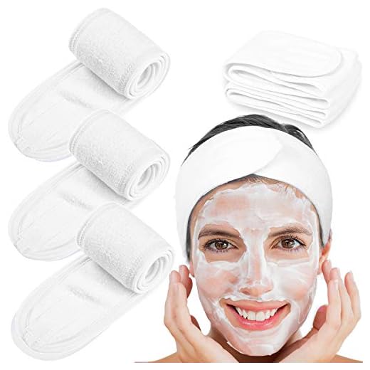 Spa Facial Headband Whaline Head Wrap Terry Cloth Headband 4 counts Stretch Towel for Bath, Makeup and Sport (White)