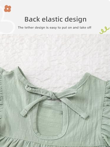 Toddler Baby Girl Playwear Dresses: Cotton Linen Summer Dress, Ruffle Sleeveless Dresses4