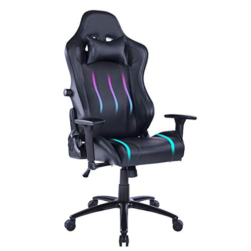 Preisvergleich Produktbild Wolmics Gaming Stuhl Integrierte verstellbare Lendenkissen Hochleistungs-Metallbasis verstellbare Armlehne und hohe Rückenlehne aus Leder im Rennstil für Computer Schreibtisch oder als Leder Bürostuhl