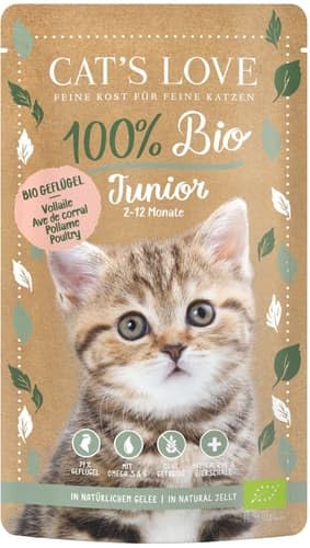 Produktbild von CAT'S LOVE Junior Bio Geflügel Katzenfutter - 6 x 100 g