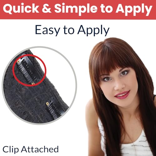 Image of Temperia Front Bangs Hair Extensions for Women - Curtain Fake Bangs Hair Clip - Artificial Front Hair Patch - Fringes Hair Extensions - Hair Accessories for Women - Natural Brown - Pack of 1