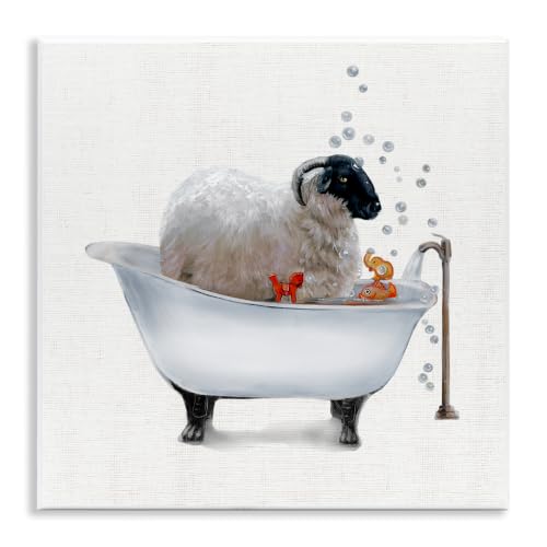 Image of 'Fluffy County Goat in Bathtub Soap Bubbles'| Wall Plaque Art