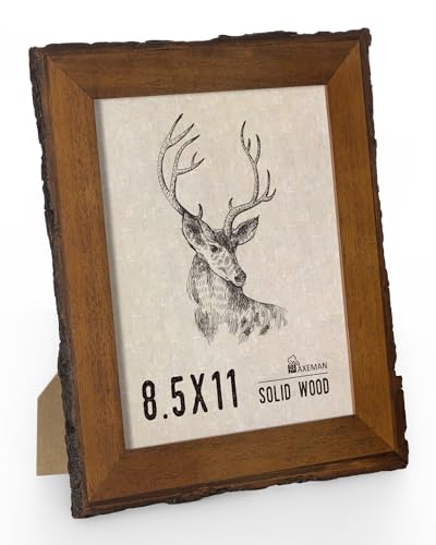 Axeman Rustic 8.5 by 11 Picture Frame|Natural Solid Wood 8.5x11