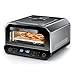 Pizzaofen Elektrisch 450°C – Neapolitanische Pizza in 90 Sek, Sichtfenster & Innenbeleuchtung, 6 Programme & & 6 Kochmodi, Profi-Koch-Modus, Pizzaschaufel & Pizzastein & Backblech,Silber,602A