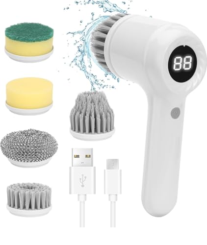5 in 1 Bathroom Cleaning Brush Electric Cleaning Scrubber LED Display Dual Speed Multifunctional Electric Cleaning Brush Electric Spin Scrubber House Cleaning Machine (5 in 1 Handheld) 5 in 1 Bathroom Cleaning Brush Electric Cleaning Scrubber LED Display Dual Speed Multifunctional Electric Cleaning Brush Electric Spin Scrubber House Cleaning Machine (5 in 1 Handheld)