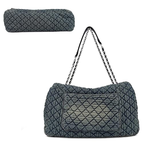 Extra Large Quilted Denim Purse,Oversize Shoulder Bags for Women, Crossbody Flap Hobo Tote Bag,Chain Strap Jean Purse4