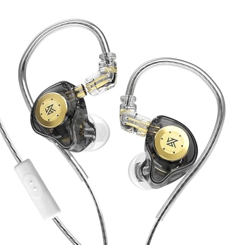 KZ EDX PRO �C���C���[�w�b�h�t�H�� IEMs �X�e���I�x�[�X�C���z�� �L�� 3.5mm�v���O & 2�s�� ���O���\�ȃP�[�u���A�m�C�Y�A�C�\���[�V���� �C���C���[�C���z�� �}�C�N�t�� �~���[�W�V�����A�̎�A�M�^���X�g�A����p (�u���b�N�}�C�N�t