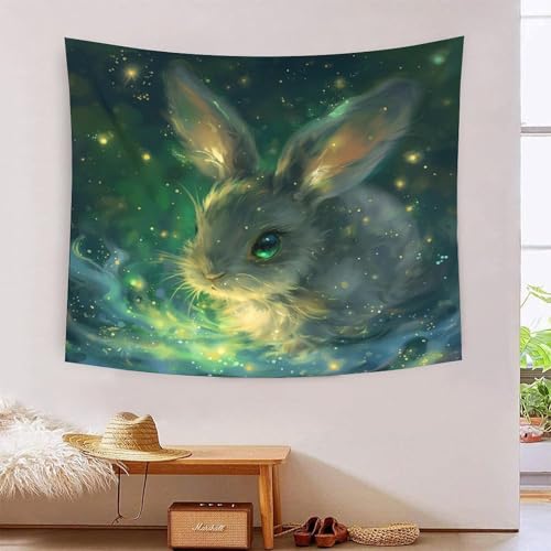 Tapisserie lapin 3D effet visuel pour salon et dortoir chaleureux