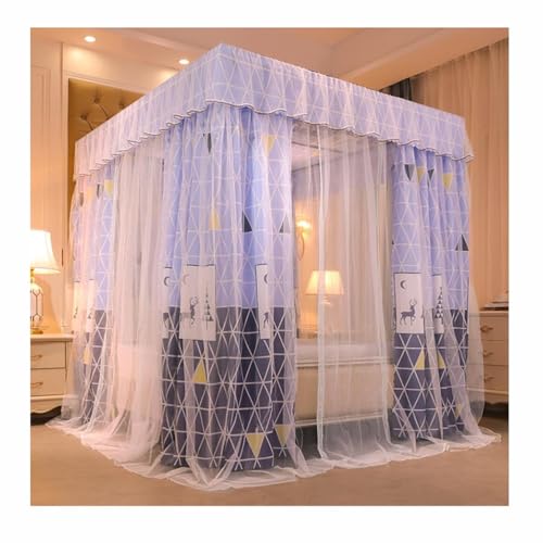 GTHTUHFD Double Bed Canopy Mosquito Net, Breathable Fabric Bed Drapes For Single/Double Beds, Decorative Mesh Protection Shielding Curtains With Brackets, Ideal For Bedroom S,Style 5-200X220X200CM