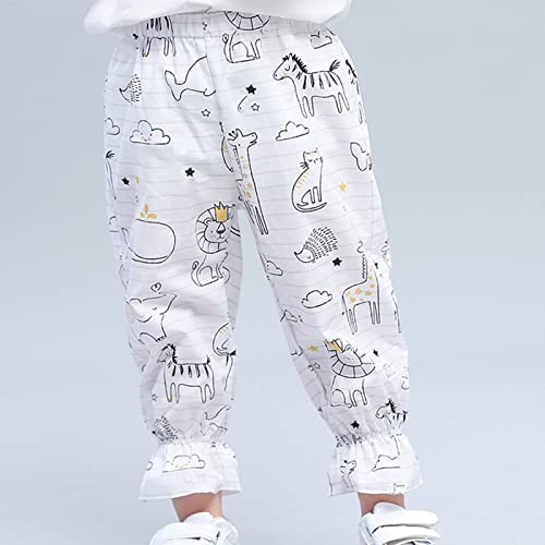 Cartoon Print Striped Pants for Toddler Boys Casual Pants Kids Elastic Waist Trousers 1~7T (White, 6-7 Years)3