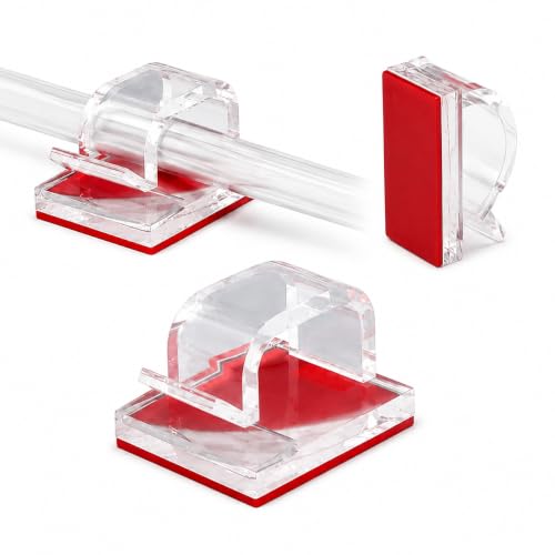 50 unidades de clips adhesivos transparentes para cables – organizador invisible de cables y sujetacables para escritorio de vidrio, pared y hogar