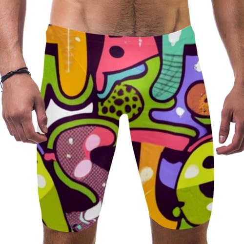 Happy Easter Swimsuit for Men & Boys,Competition Lap Swim Suit, Square Leg Endurance Training Multicoloured