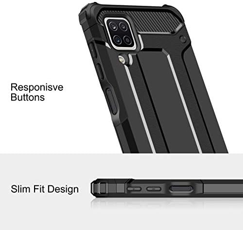 Coolden for Samsung A12 Case for Galaxy A12 Case Rugged Tough Dual Layer Armor Case Shockproof Case Heavy Duty Hard Back TPU Bumper Protective Case Phone Case Cover for Samsung Galaxy A12 (Black)