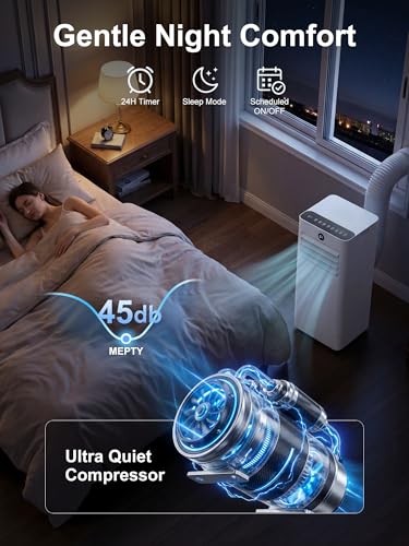 Image of MEPTY 10000BTU Portable Air Conditioners, Portable AC Unit with Dehumidifier, Sleep Mode, 24H Timer, Cools Room up to 450 sq.ft, Room Air Conditioners with Self-evaporation System for Bedroom