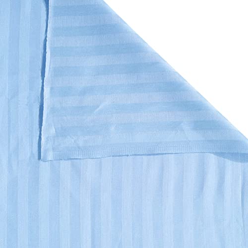 Image of 300 TC Glace Cotton Plain Stripe Queen Size Single Bedsheet with 1 Pillow Cover for Home, Hotel, Guest Room (60 X 90) Inch Light Blue Pack 1