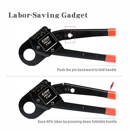 Icrimp Pex 1-Inch Crimping Tool, For Copper Pex Crimp Rings And Fittings, With Go/No-Go Gauge,Angled Head,Suits All Us F1807 Standards #TOP4