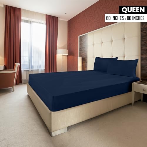 Image of Utopia Bedding Queen Fitted Sheets - Bulk Pack of 6 Bottom Sheets - Soft Brushed Microfiber - Deep Pockets - Shrinkage & Fade Resistant - Easy Care (Navy)