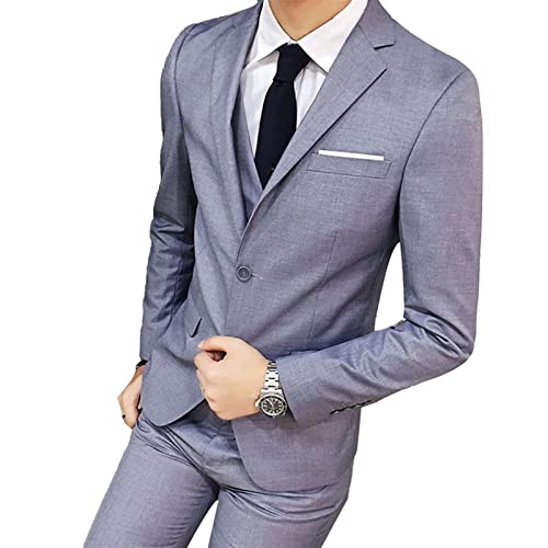 KAKAYO Conjunto masculino de três peças com lapela pontiaguda e dois botões personalizados (cor: pre