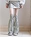 Insdark Long Goth Leg Warmers Y2k Women Flare Drawstring Punk Grunge Fashionable Emo Gothic Alt Cute Flared Strap Steampunk 80s Hippie Ice Skating Baggy Summer Legwarmers, Light Grey