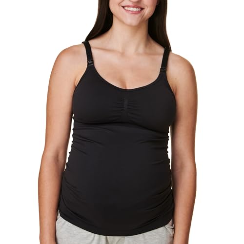 Image of Basics by Bravado Women's Seamless Maternity Nursing Tank Top Cami for Breastfeeding with Adjustable Straps, S-XXL