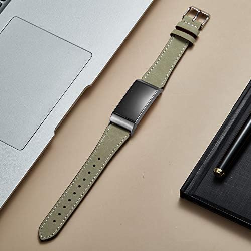 WASPO Compatible for Fitbit Charge 4 Leather Strap, Genuine Leather Bracelet Classical and Comfortable Compatible with Fitbit Charge 4/ Charge 3/ Charge 3 SE, Small Large Men Women