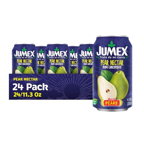 Jumex Pear Juice Nectar - Pear Nectar Made with Fresh Fruit Puree - Fruit Juice Concentrate for Smoothie Mix, Cocktail Mixers & Kids Drinks & Beverages - 11.3oz, 24 Pack Canned Drinks