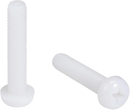 uxcell M6x30mm Roscado Nylon Phillips Cruz Pan Cabeza Tornillos Tornillos de Máquina Blanco 50 Unidades